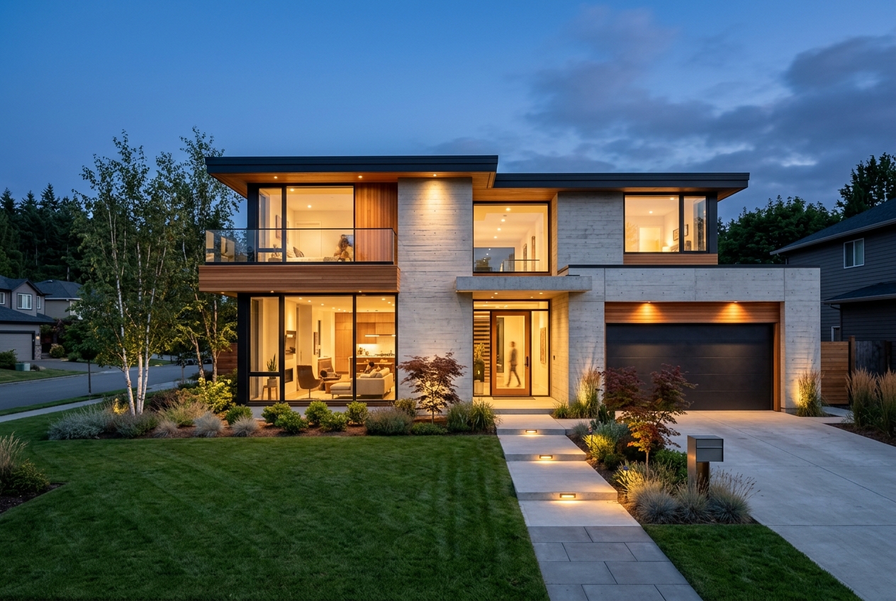 Modern concrete and cedar family home
